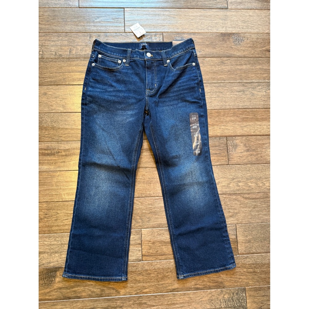 J.Crew Flare Crop Jeans Womens 27P Dark Indigo Mid-Rise CL980 NEW